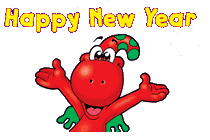 Czerwony mały dinozaur Happy New Year